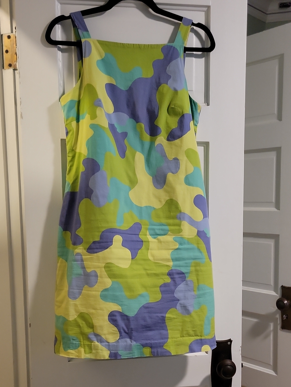 Tibi Abstract Artsy Camo 90s Y2K Shift Square Neck Tank Dress - 6